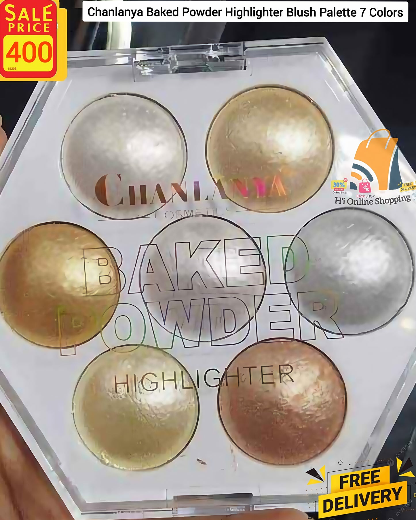 Chanlanya Baked Powder Highlighter Blush Palette 7 Colors